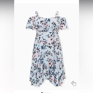 torrid Light Blue Floral Off-Shoulder Mini Dress